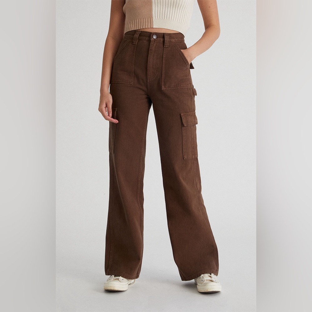 PacSun Brown Ultra High Waisted Cargo Flare Pants